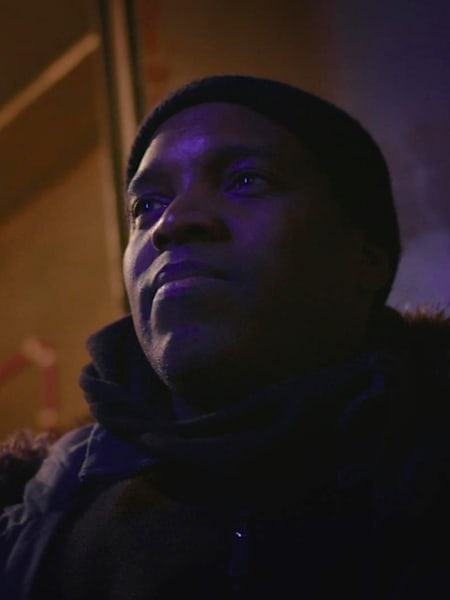 A photo of one of Berlin's most famous doormen, Smiley Baldwin.