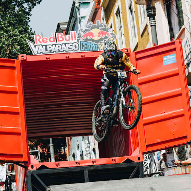 A race participant performs during Red Bull Valparaíso Cerro Abajo, Valparaiso, Chile on February 12, 2023