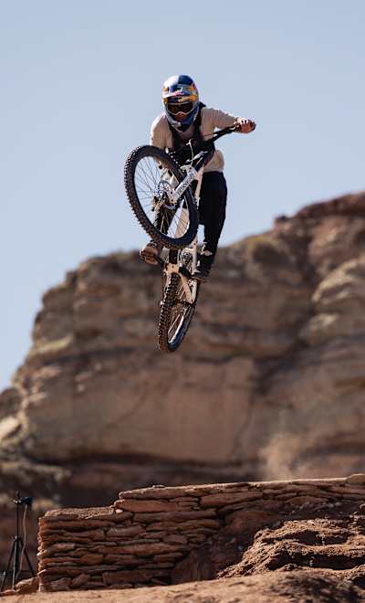 Hannah Bergemann practices at Red Bull Rampage in Virgin, Utah, USA on October 12, 2025.