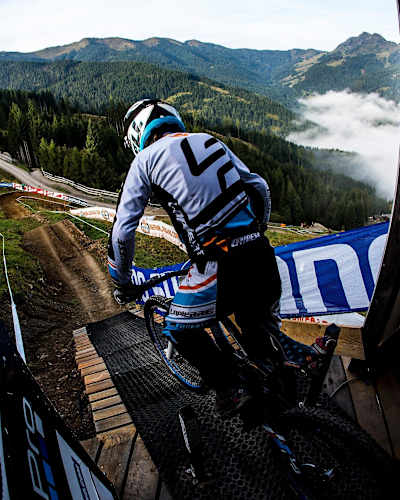 Competitor about to start his run at the UCI World Cup round in Leogang in September 2013.