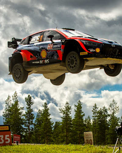 Thierry Neuville and Martijn Wydaeghe during World Rally Championship Finland in Jyväskylä, Finland, on August 7, 2022.