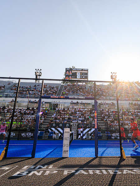 Alejandro Galan and Federico Chingotto play against Juan Lebron Chincoa and Franco Stupaczuk of Argentina during the BNL Italy Major Premier Padel semi-final match in Rome, Italy on June 14, 2025.