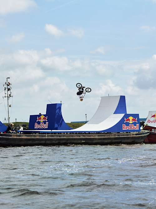 George Ntavoutian performs during the Red Bull Boat Transfer in Huizen, The Netherlands, on May 21, 2026.   