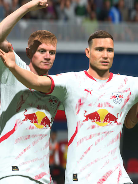 Nicolas Seiwald, David Raum und Benjamin Sesko jubeln in FC 25.