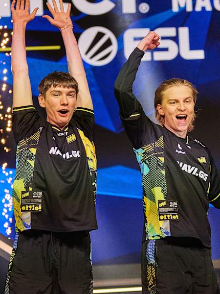Players from Team Navi celebrate with their trophy after winning the Counter-Strike Championship final at DreamHack Atlanta 2026 in Georgia, USA.