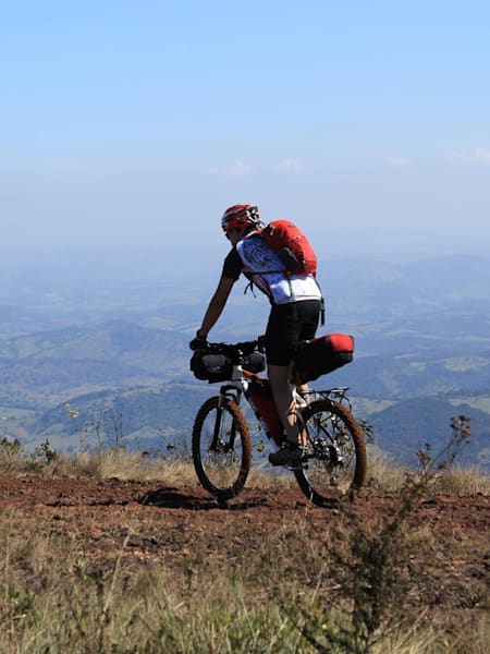 Bike Packing rider wears Northpak.