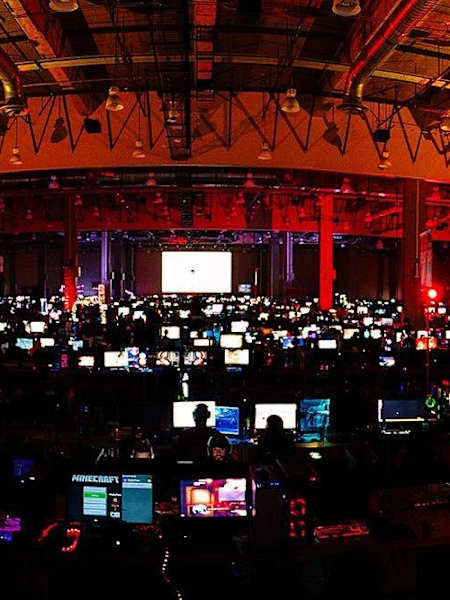 QuakeCon 2018 attendees play games in the bring-your-own-computer area.