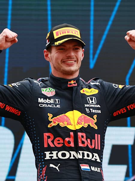 Max Verstappen of Red Bull Racing Honda celebrates victory at the French Grand Prix on June 20, 2021.