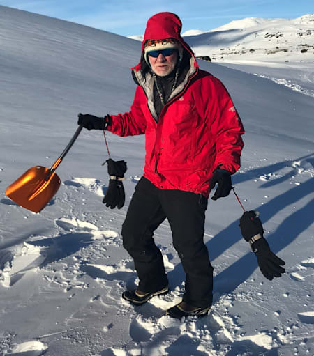 Chris Imray pictured with his mittens tied around his wrist