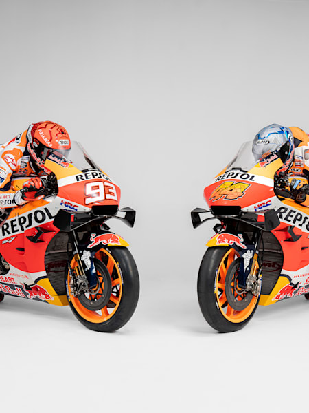Una imagen de las Honda RC213V que Marc Márquez y Pol Espargaró utilizan en el Mundial de MotoGP 2021.