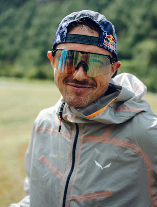 Aaron Durogati after completing the Red Bull 24-Hour Hike-and-Fly World Record in Oye, Norway.