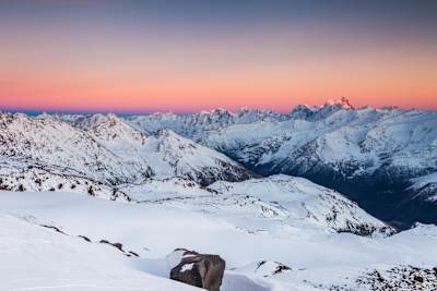 Ridge at sunset at Mount Elbrus, Caucasus