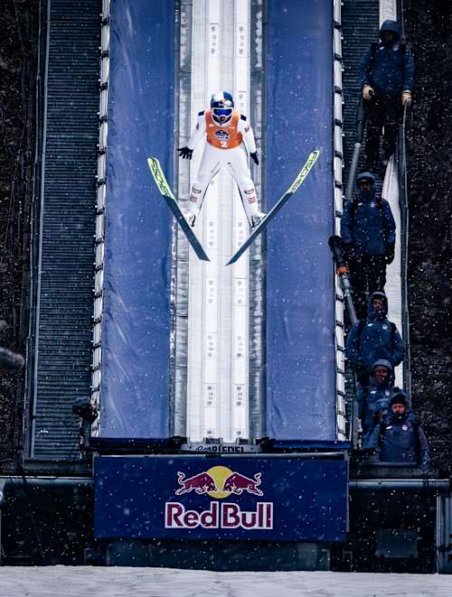 Stephan Embacher perform at Red Bull Target Jumping in Zakopane, Poland on April 5, 2025