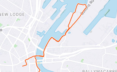 A running route in Belfast