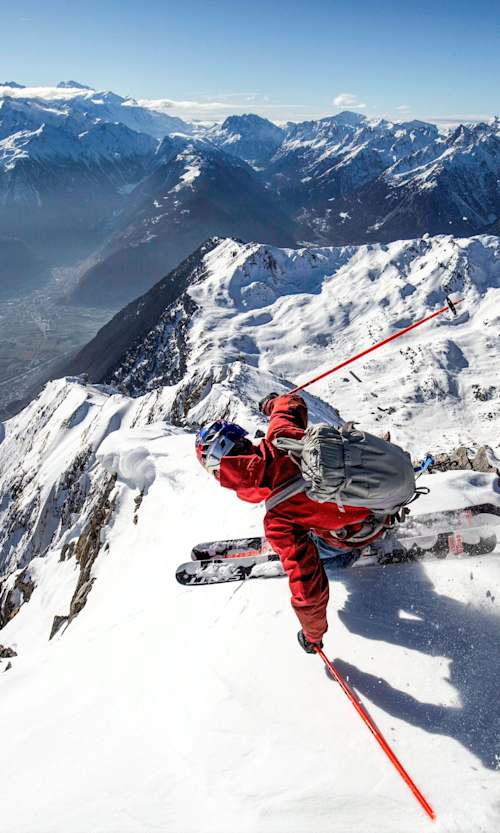 Jérémie Heitz at the top of the mountain. 