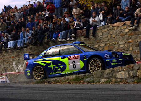 Subaru Impreza WRC 2001, con Petter Solberg, Rally de Sanremo.