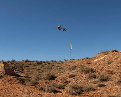 Jaxson Riddle seen mid-air during his Utah jump.