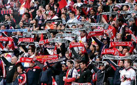 New York Red Bulls fan section  at Red Bull Arena in Harrison, New Jersey