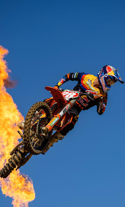 Tom Vialle of France and Red Bull KTM Factory Racing competes during FIM MX2 Motocross World Championship in Intu Xanadu Arroyomolinos, Spain on October 11, 2020.