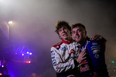 Piotr Więcek i Conor Shanahan podczas zawodów Drift Masters w Ferropolis, Niemcy, sierpień 2023