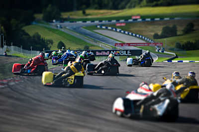 A photo of participants in action at a sidecar race in Spielberg, Austria, in 2011.