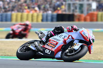 Team Gresini Ducati rider Enea Bastianini in action at the 2022 French MotoGP™.
