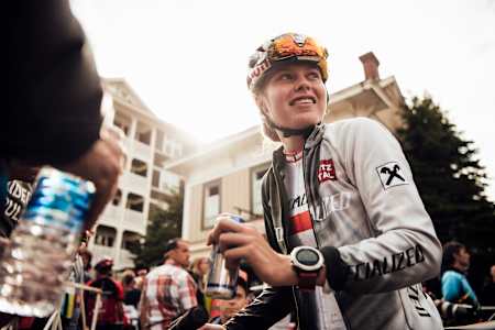 Laura Stigger vista en la Copa del Mundo UCI XCO en Snowshoe, EE. UU. El 8 de septiembre de 2019