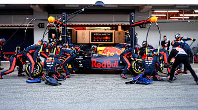 The Team Perform A Pit Stop At Testing