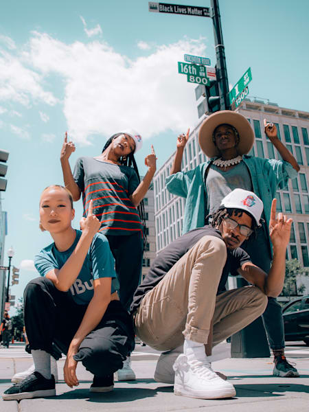 Dassy, Angyil, Toyin, and Noodlez pose for a portrait as part of Dance Your City Guide in Washington, D.C., USA on June 23, 2021.  