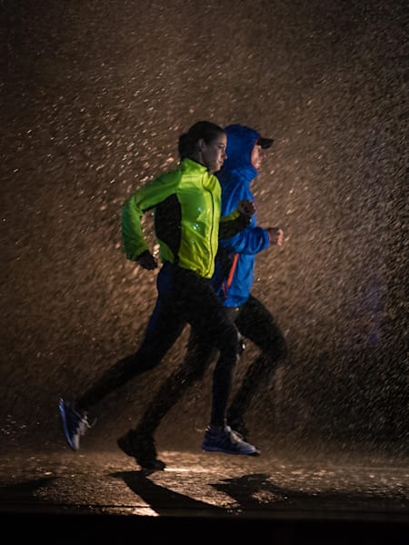 Man and woman running early in the morning