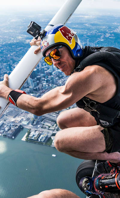 Jeffrey Provenzano and Mike Swanson of the Red Bull Air Force perform in Toronto, ON on 28th July, 2019.