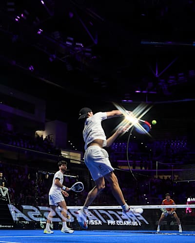 Action from a Premier Padel game.