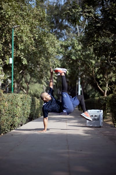 Ankit Mahal practices Breakletics, a new workout routine that combines breaking and fitness.