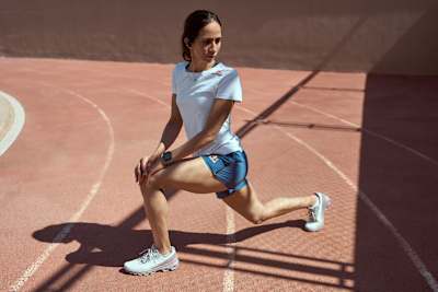 Squash player Nouran Gohar stretches her back during a training session in Cairo, Egypt, on 8 May 2024