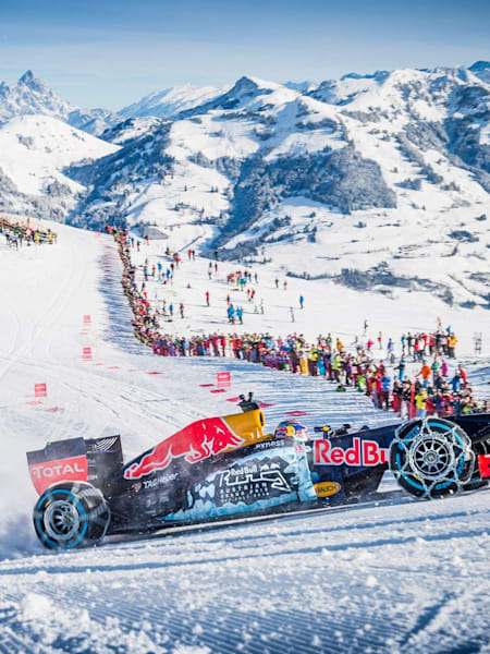 Max Verstappen performs a Formula One show run in Kitzbühel in the Austrian Alps to open the Hahnenkam Ski Festival.