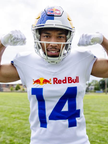 Amon-Ra St Brown celebrates in Plymouth, MI, USA on August 25, 2025. 