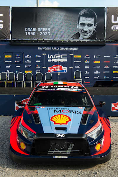 Tribute to driver Craig&nbsp;Breen during the World Rally Championship Croatia in Zagreb, Croatia on April 20, 2023.