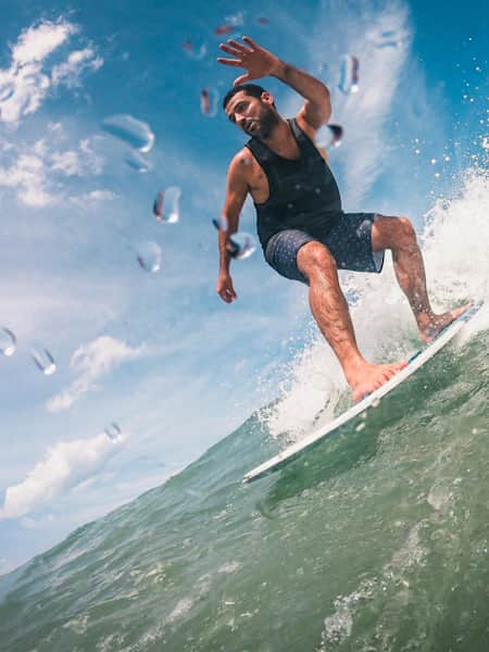 Surfing on the sea top