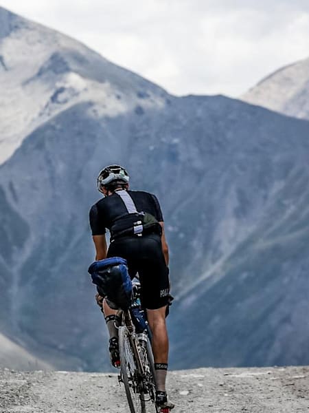A cyclist takes part in the 2016 Transcontinental Race.