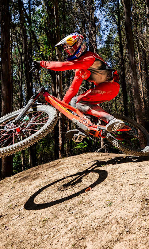 Szymon Godziek performs during practice at Red Bull Hardline, Tasmania, on February 6, 2025.