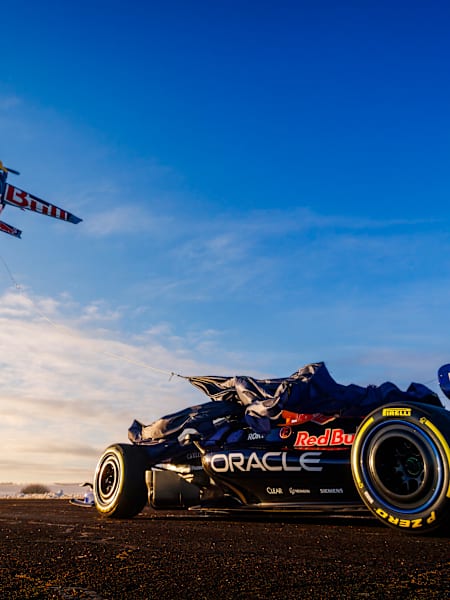 A plane unveils the striking new Oracle Red Bull Racing livery