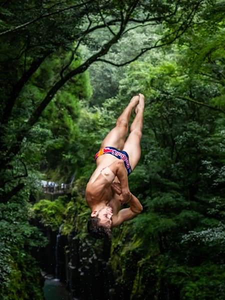 In 2023, Aidan Heslop plunges into nature at Takachiho, Japan.