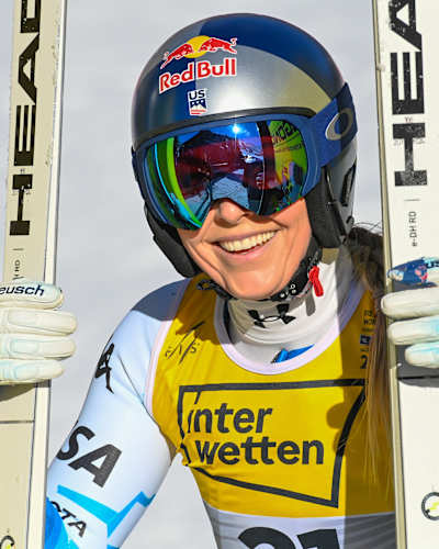 Lindsey Vonn (USA) at FIS Alpine Skiing World Cup on February 8, 2025 at Saalbach, Austria.