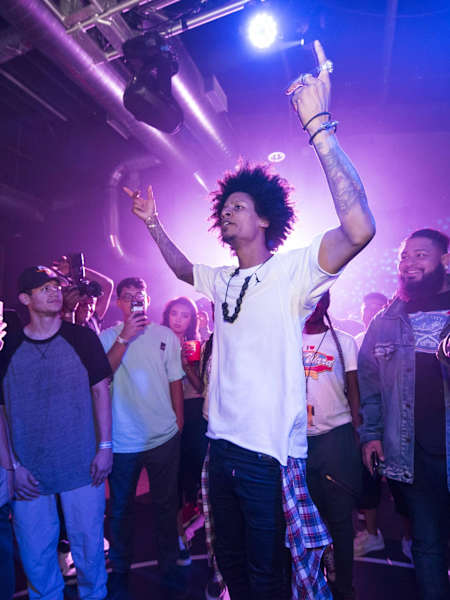 Laurent rocking the cypher at a party at Red Bull BC One Camp in Houston.