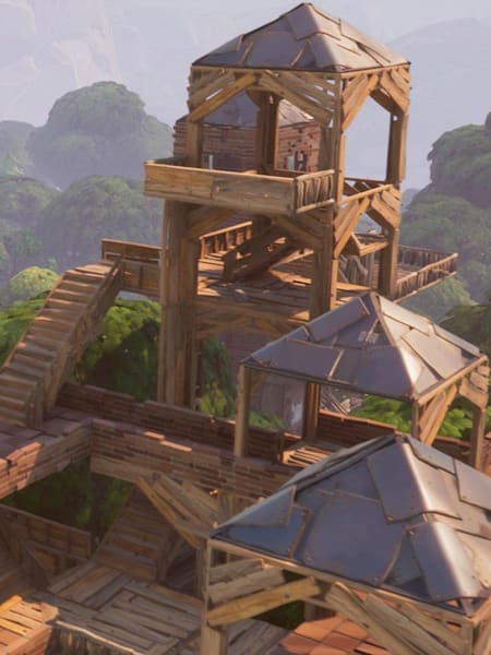 An elaborate fort built by players of battle-royale game, Fortnite.