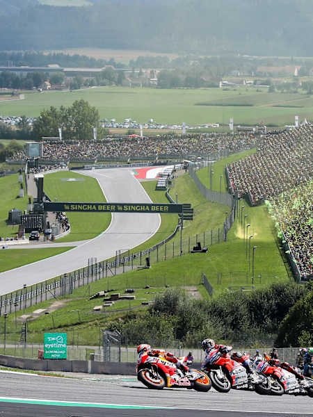 First lap action at the MotoGP Grand Prix of Austria at the Red Bull Ring on August 12, 2018.