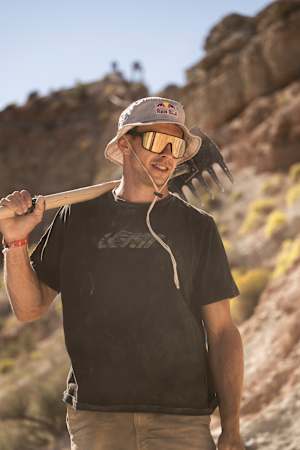 Szymon Godziek digs at Red Bull Rampage in Virgin, Utah, USA on October 10, 2023. 
