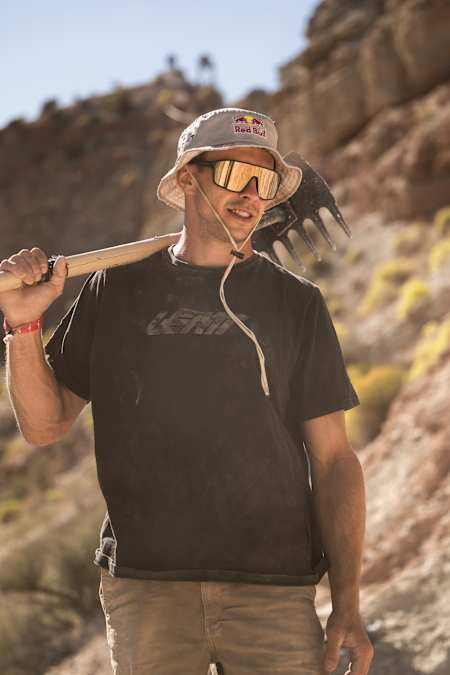 Szymon Godziek digs at Red Bull Rampage in Virgin, Utah, USA on October 10, 2023. 