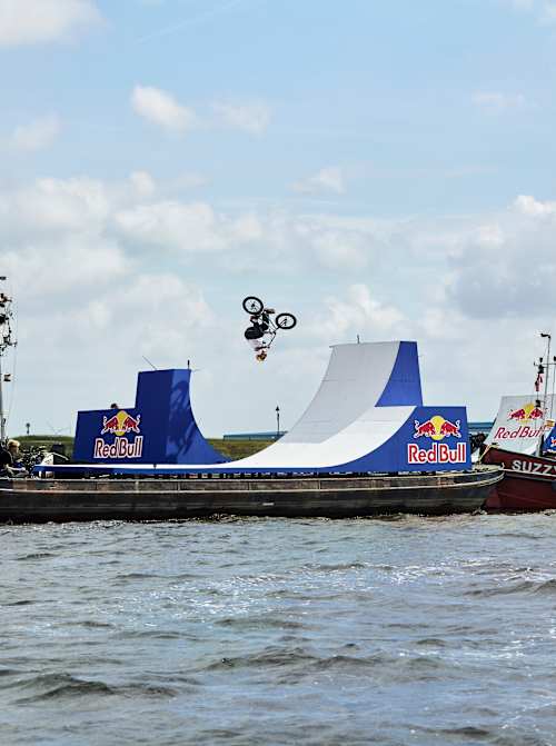 George Ntavoutian performes during the Red Bull Boat Transfer in Huizen, The Netherlands, on May 21, 2026.   