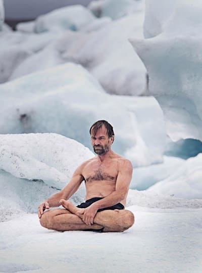 Wim Hof sitting on ice